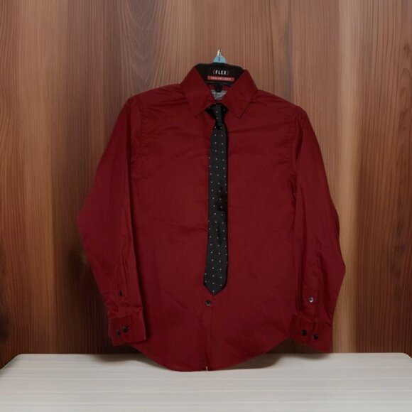 Van Heusen kids Boys Long Sleeve RED Dress Shirt & Tie Set - Picture 1 of 4